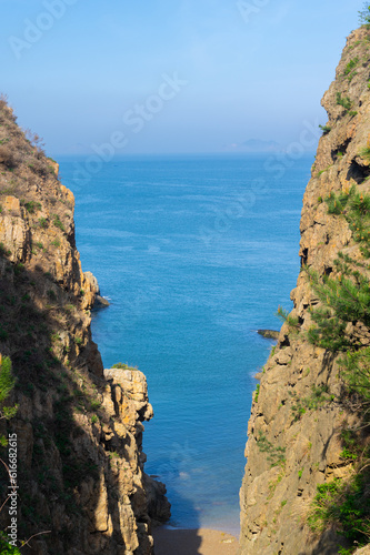 Spring seaside scenery of Binhai Road in Dalian, Liaoning province, China