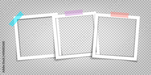 Empty photo frames with shadow effects. Vintage photo frame for your picture. Vector illustration in realistic style.