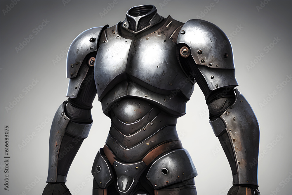 medieval knight with armor isolated on gray background medieval knight with armor isolated on gray background