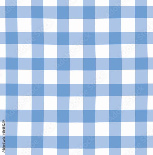 Seamless blue pattern linen gingham checkered blanket tablecloth, Country fabric material backgrounds
