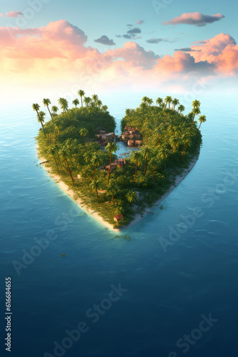 A tropical island shaped like a heart © Guido Amrein