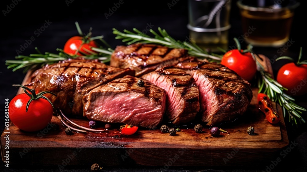A delicious steak, freshly grilled.AI generated. 