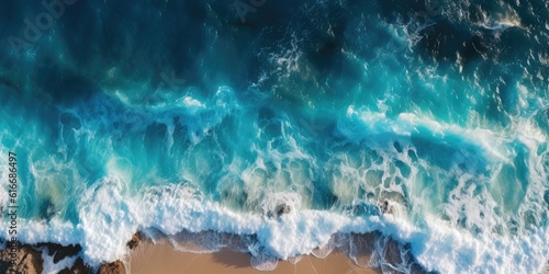 Spectacular Aerial view of the ocean waves. Generative AI 