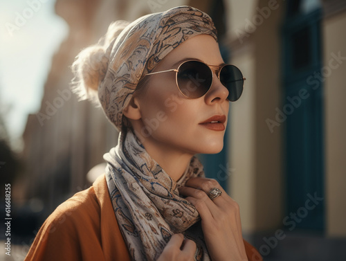 Woman Female Face Street Style Portrait Close Up Photo Digital Generated Realistic Modern Trendy Illustration Artwork Background