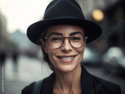 Woman Female Face Street Style Portrait Close Up Photo Digital Generated Realistic Modern Trendy Illustration Artwork Background