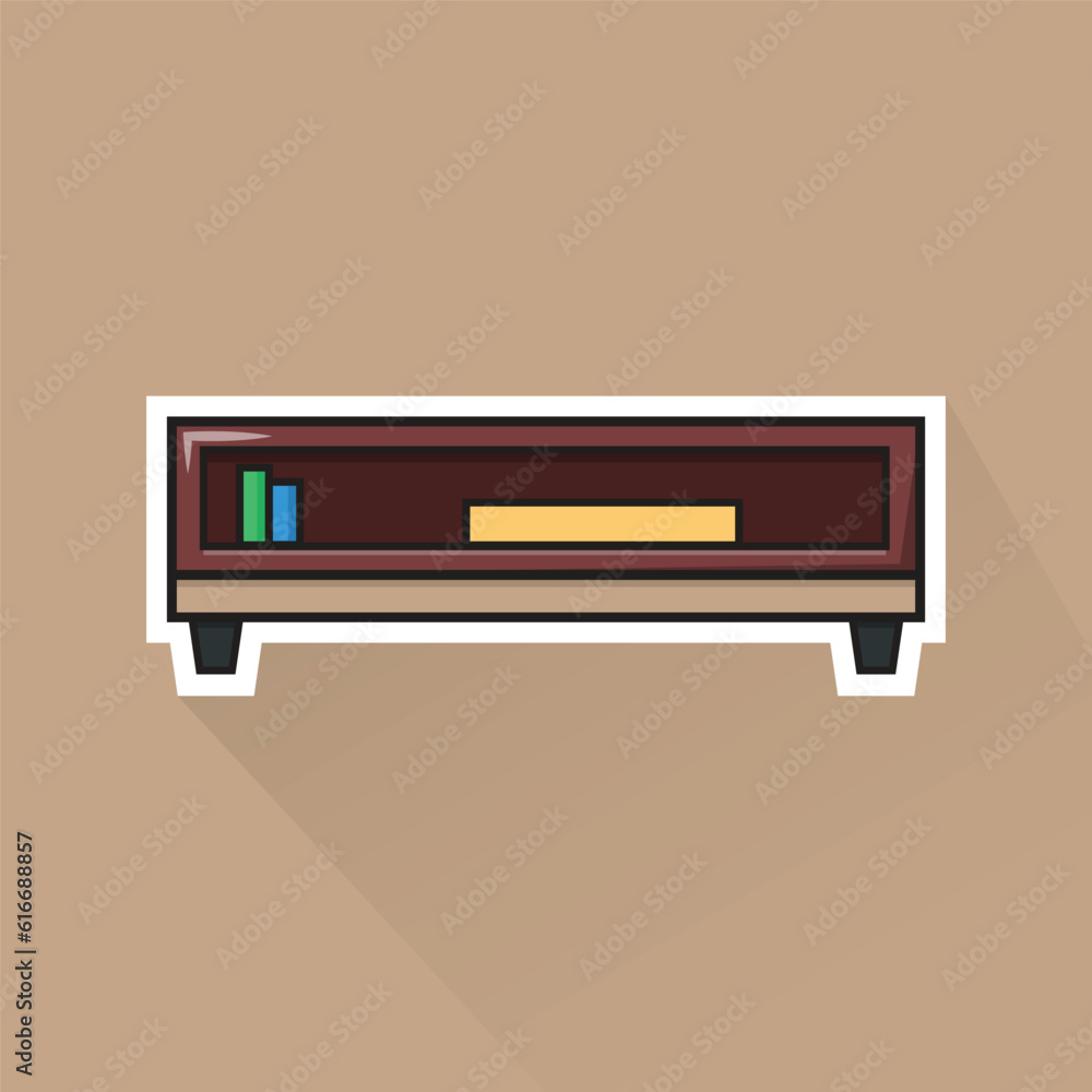Illustration Vector of Brown TV Desk in Flat Design Illustration Vector of Brown TV Desk in Flat Design