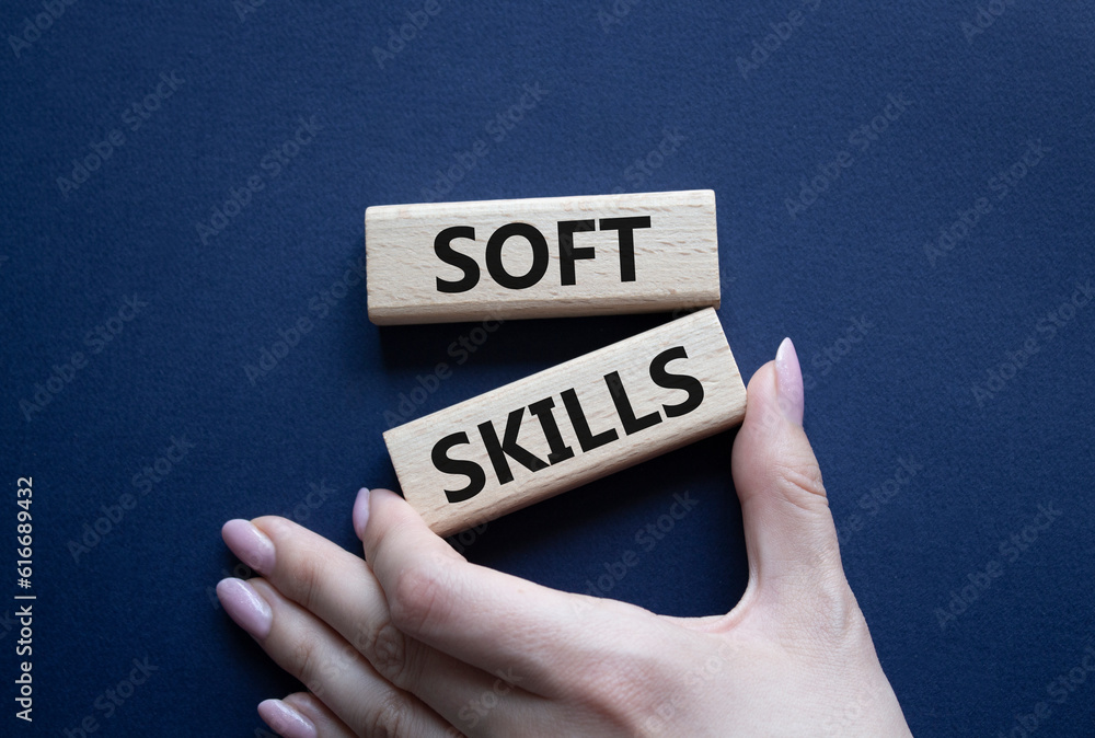 Soft skills symbol. Wooden blocks with words Soft skills. Beautiful ...