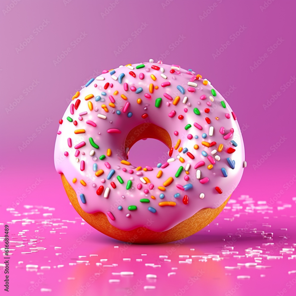 Pink 3D donut with pink background Generated with AI Pink 3D donut with pink background Generated with AI