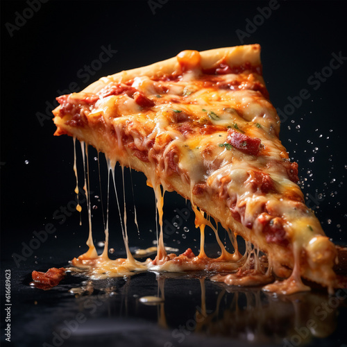 Melting Cheese Pizza Slice Generated with AI