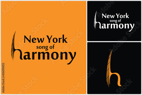 Initial Letter H Combination with Shape of Guitar Violin Cello Fiddle Contrabass Illustration
