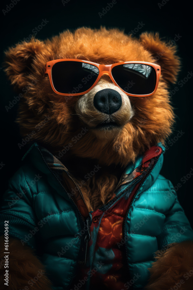 Cool teddy bear with sun glasses