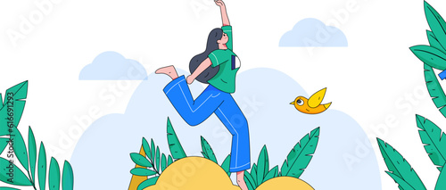 Vector internet operation illustration of people exercising and running healthy
