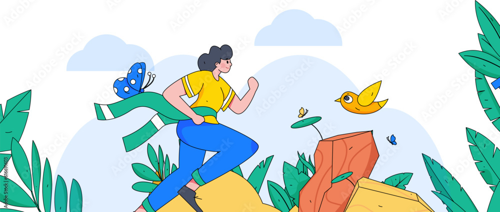 Obraz premium Vector internet operation illustration of people exercising and running healthy 