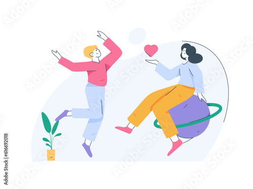 Vector internet operation illustration of people exercising and running healthy 