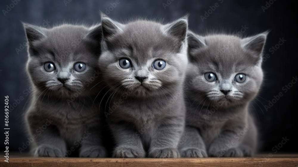 Three cute lazy kittens.AI generated. 