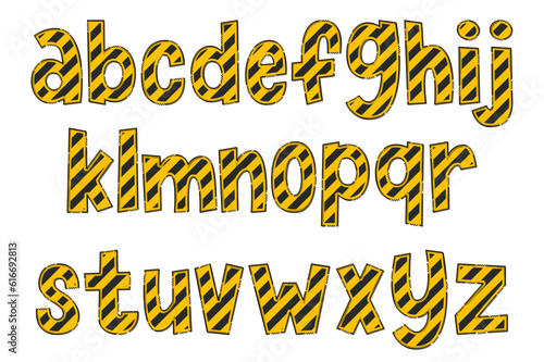 Handcrafted Construction Letters. Color Creative Art Typographic Design