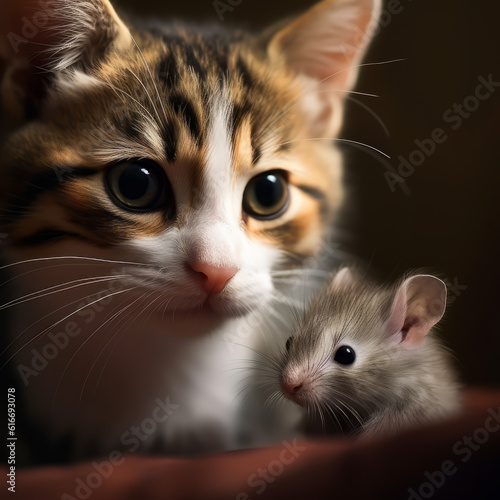 Cute image of cat and mouse friends © Guido Amrein