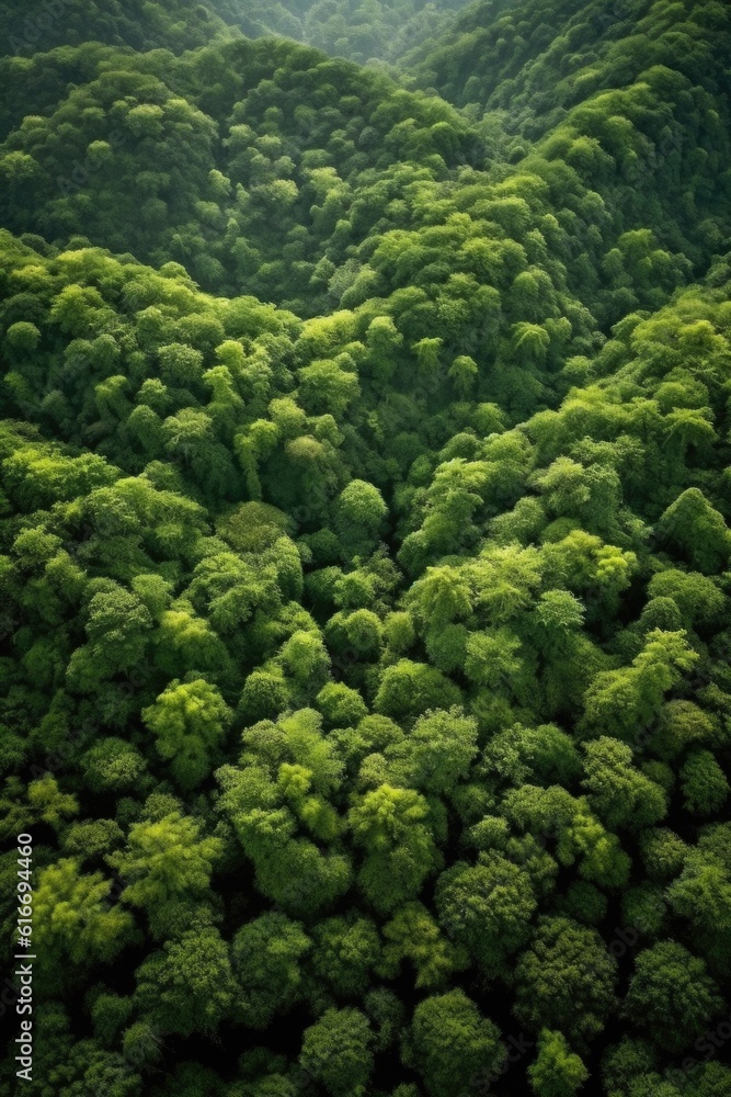 aerial view of a lush green forest, created with generative ai aerial view of a lush green forest, created with generative ai