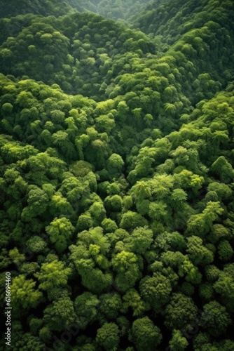aerial view of a lush green forest, created with generative ai © Natalia