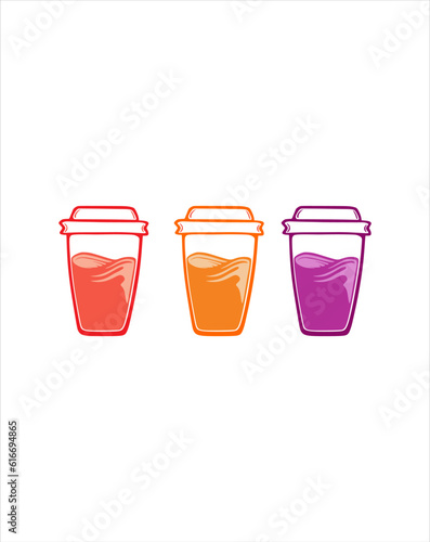 Three cup drink set icon