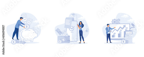 Financial management. Personal finance planning and deposit growth concept. flat modern vector illustration