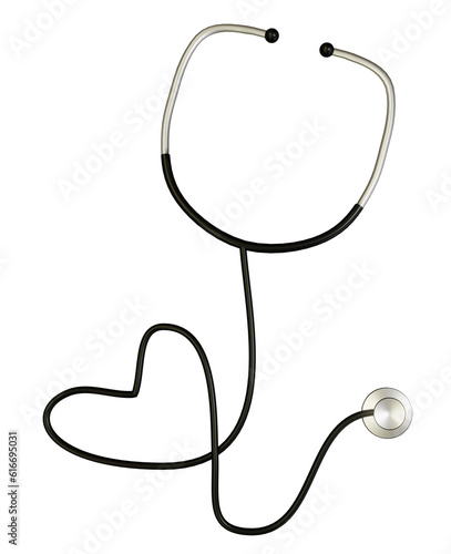 medical Stethoscope with heart-shaped cable. No AI