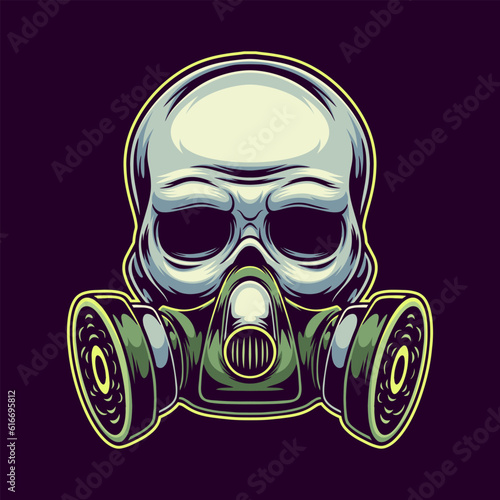 illustration of skull and gas mask