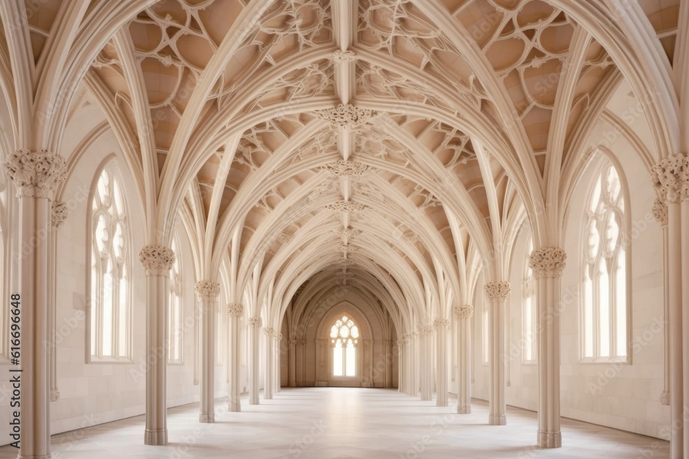 elegant gothic arches supporting the structure, created with generative ai