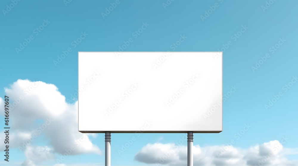 Fototapeta premium Blank billboard for advertising with cloud sky background. generative ai