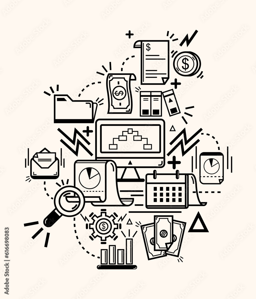 Fototapeta premium Set of business icons, human resource, finance and office.