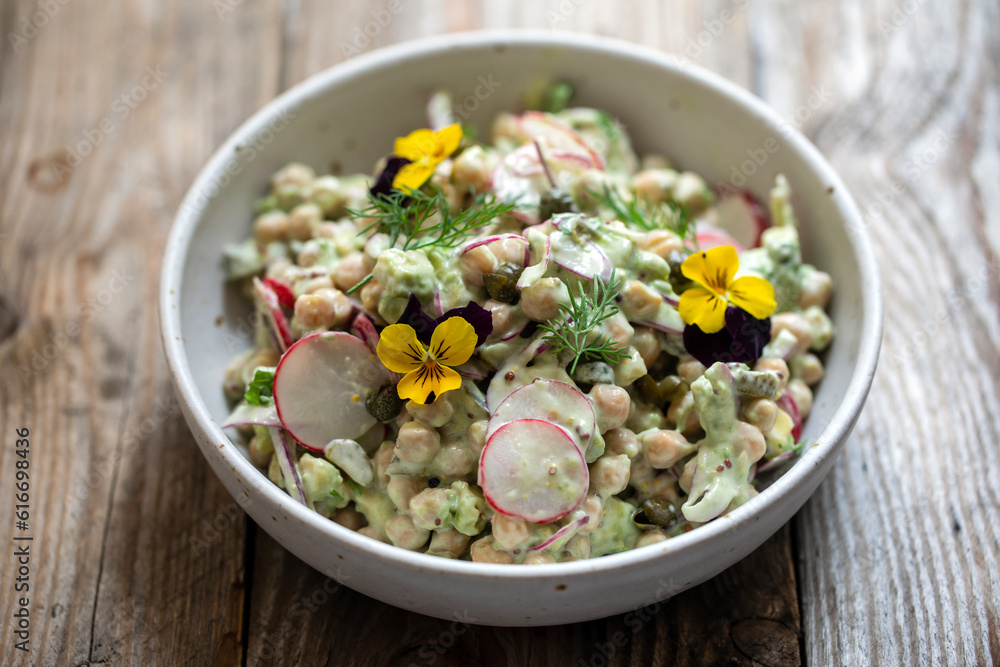 Chickpea salad with avocado, pickled onion and radishes Chickpea salad with avocado, pickled onion and radishes