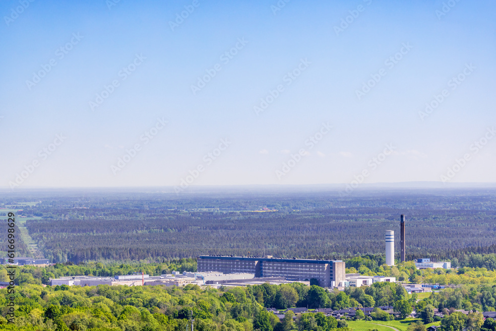 Landscape view with a hospital Landscape view with a hospital