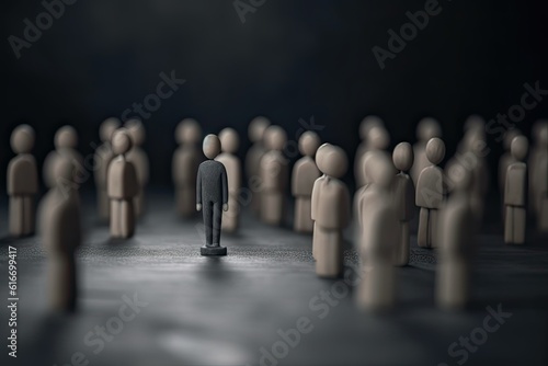 Wallpaper Mural Lonely man among gray crowd. Atmospheric concept of sadness, loneliness, thoughtfulness and search for meaning in life created with Generative AI Technology Torontodigital.ca