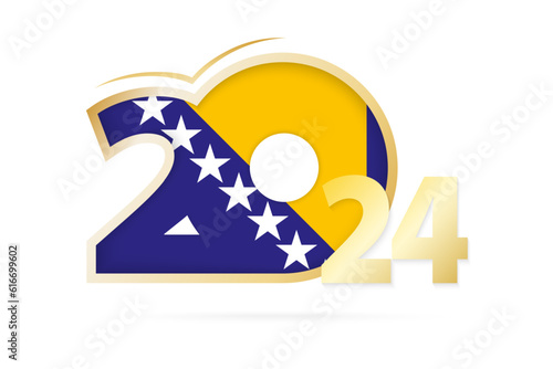 Year 2024 with Bosnia and Herzegovina Flag pattern.