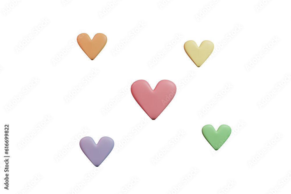 set of hearts, love, valentine, day, card, white