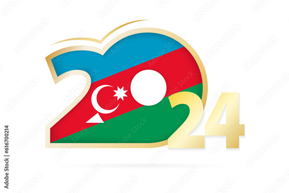 Year 2024 with Azerbaijan Flag pattern. Year 2024 with Azerbaijan Flag pattern.