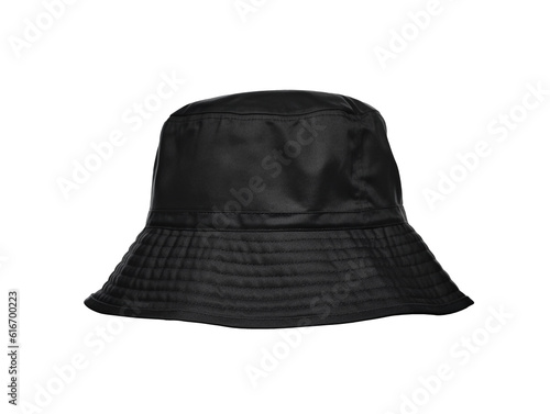 Black bucket hat isolated on transparent or white background, png