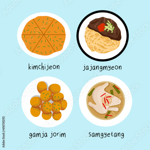 Set Of Korean Food Illustration 