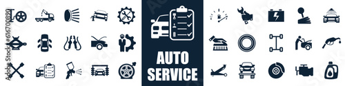 Set auto service icons, car garage isolated icons set – stock vector