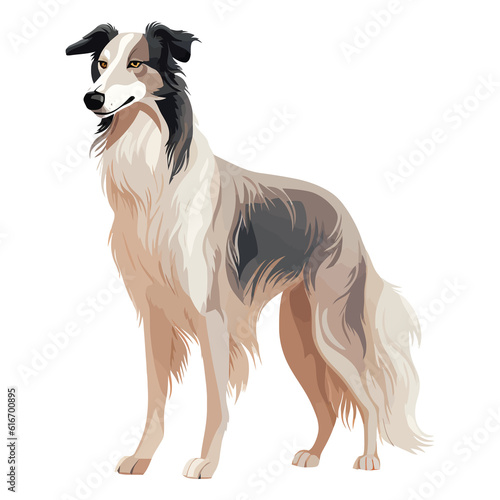 Illustrated Sophistication  Captivating 2D Artwork of a Cute Borzoi