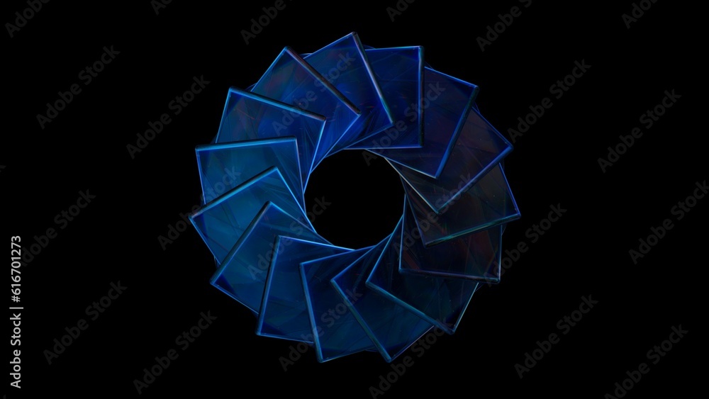 Abstract design background. 3d illustration of diaphragm made of glass