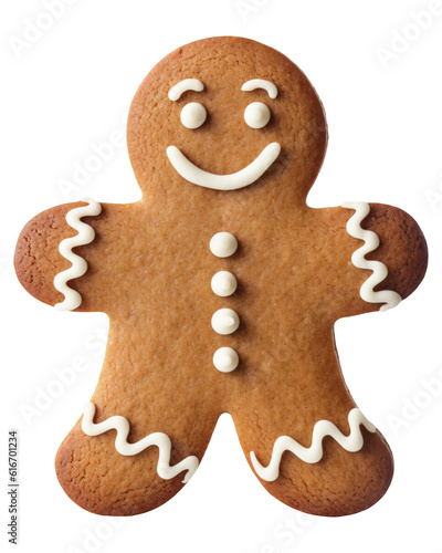 Gingerbread man isolated on transparent or white background, png photo