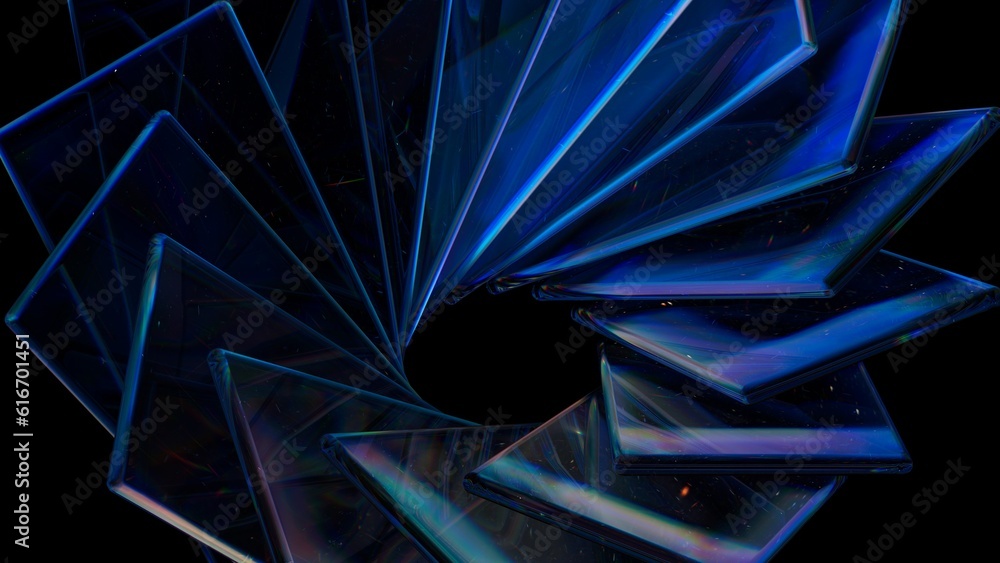 Futuristic background illustration with glass shapes. Abstract 3d background