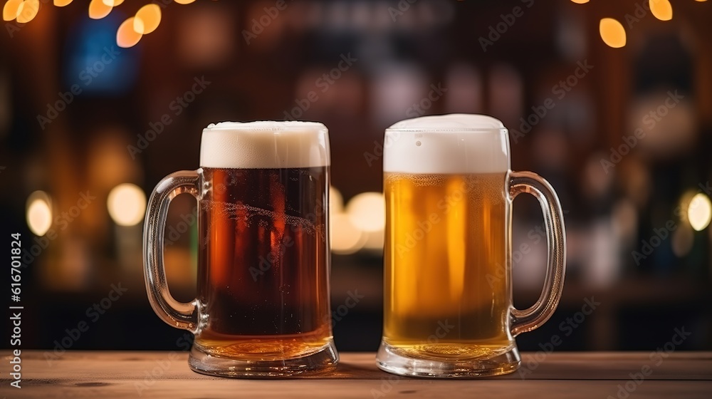 Beer festival glasses filled with cool, delicious beer illustrations.AI generated. Beer festival glasses filled with cool, delicious beer illustrations.AI generated.