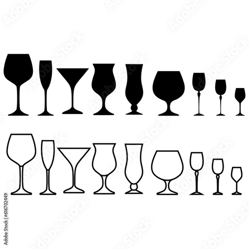 Tablou pe pânză Stemware icon vector set