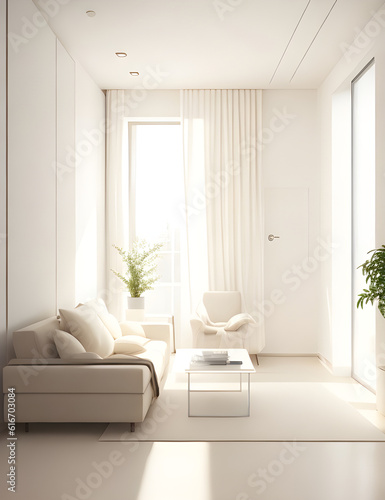 contemporary minimalist beige room interior