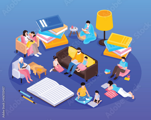 Reading Book Circle Composition