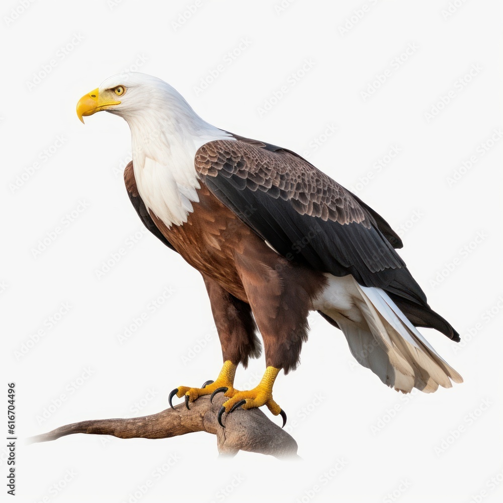 Naklejka premium African Fish Eagle Savanna Animal. Isolated on White Background. Generative AI.