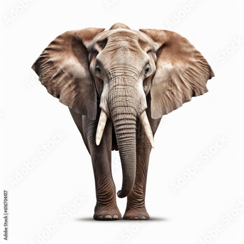 African Elephant Savanna Animal. Isolated on White Background. Generative AI.