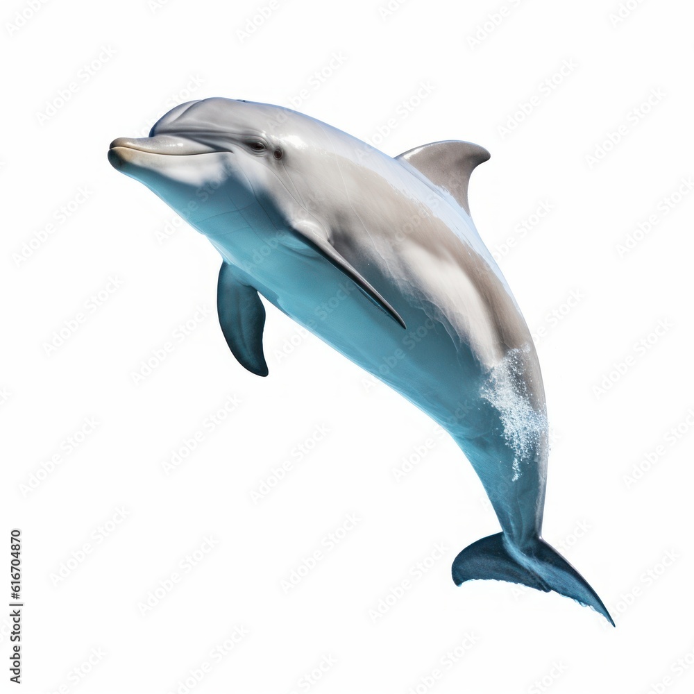 Obraz premium Dolphin Water Animal. Isolated on White Background. Generative AI.